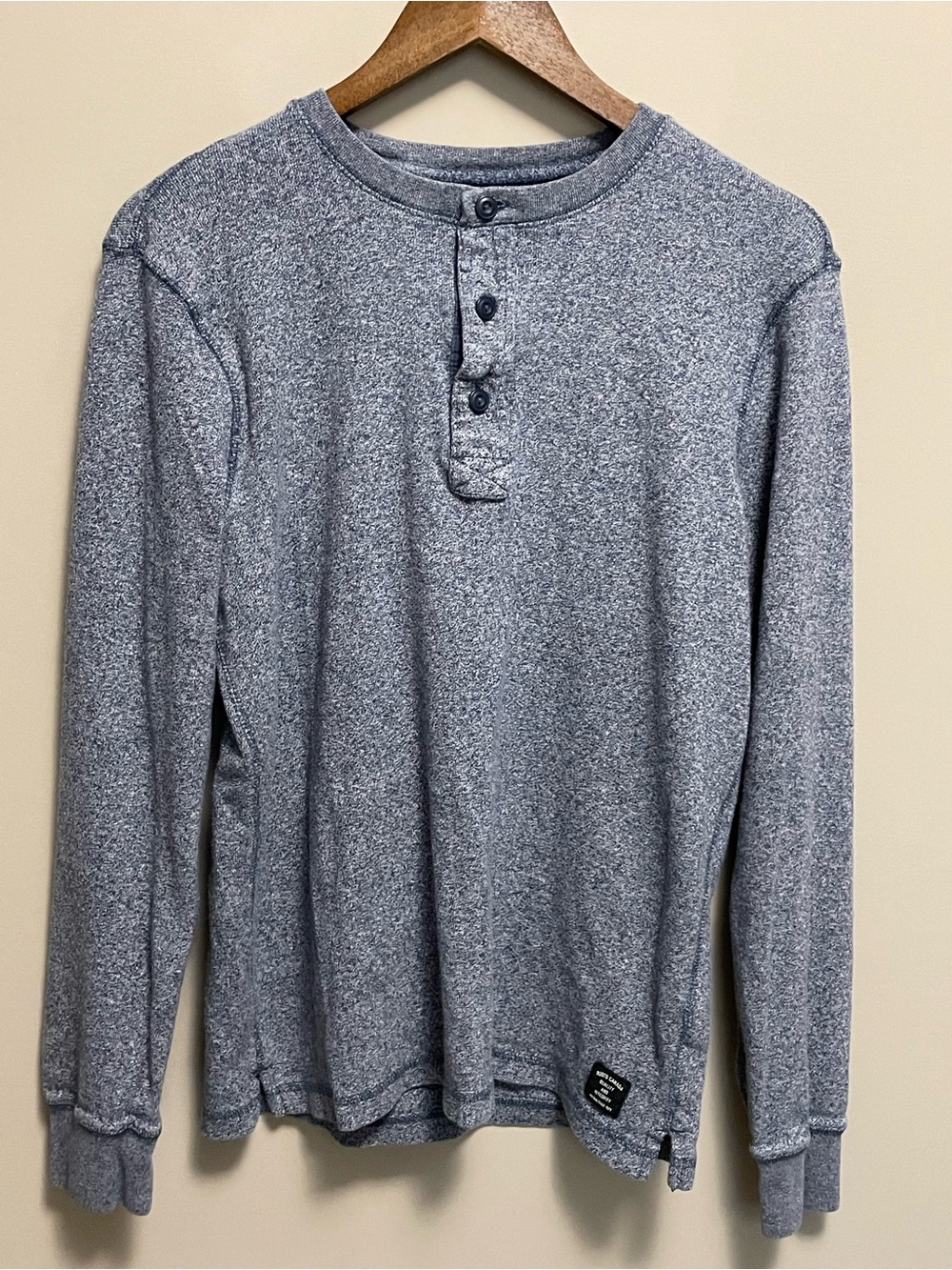 Roots Long-Sleeve Heathered Blue Henley Shirt Men’s Small